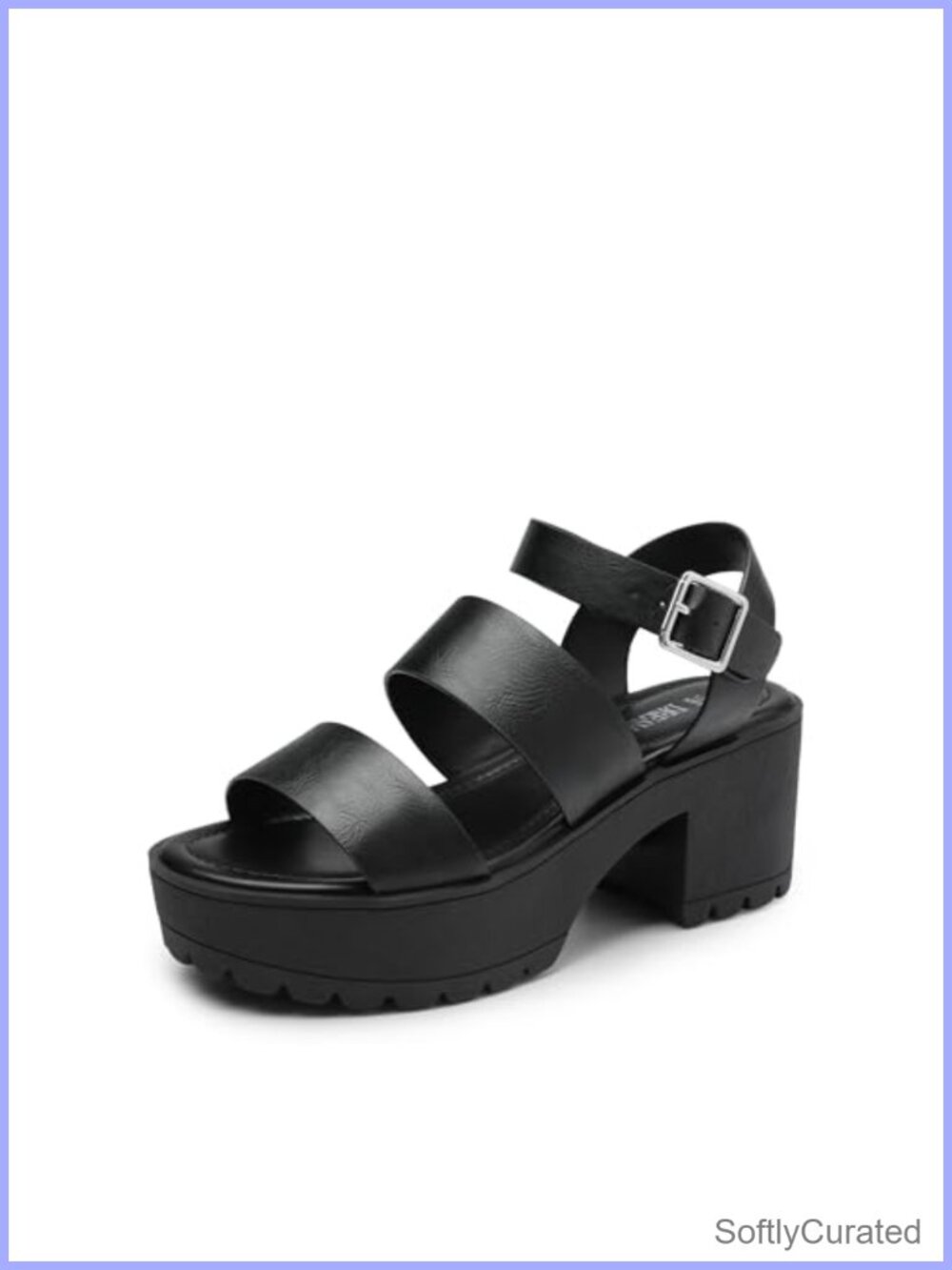 Women's Platform Chunky Block Heel Sandals Faux Leather Adjustable Ankle Strap